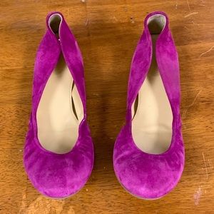 J.Crew hot pink suede ballet flats size6 barbie